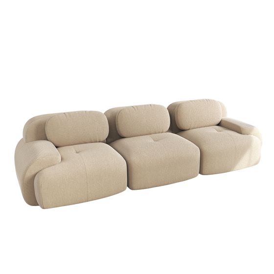 moduulisohva 3-paikkainen beige kankas moderni säädettävä