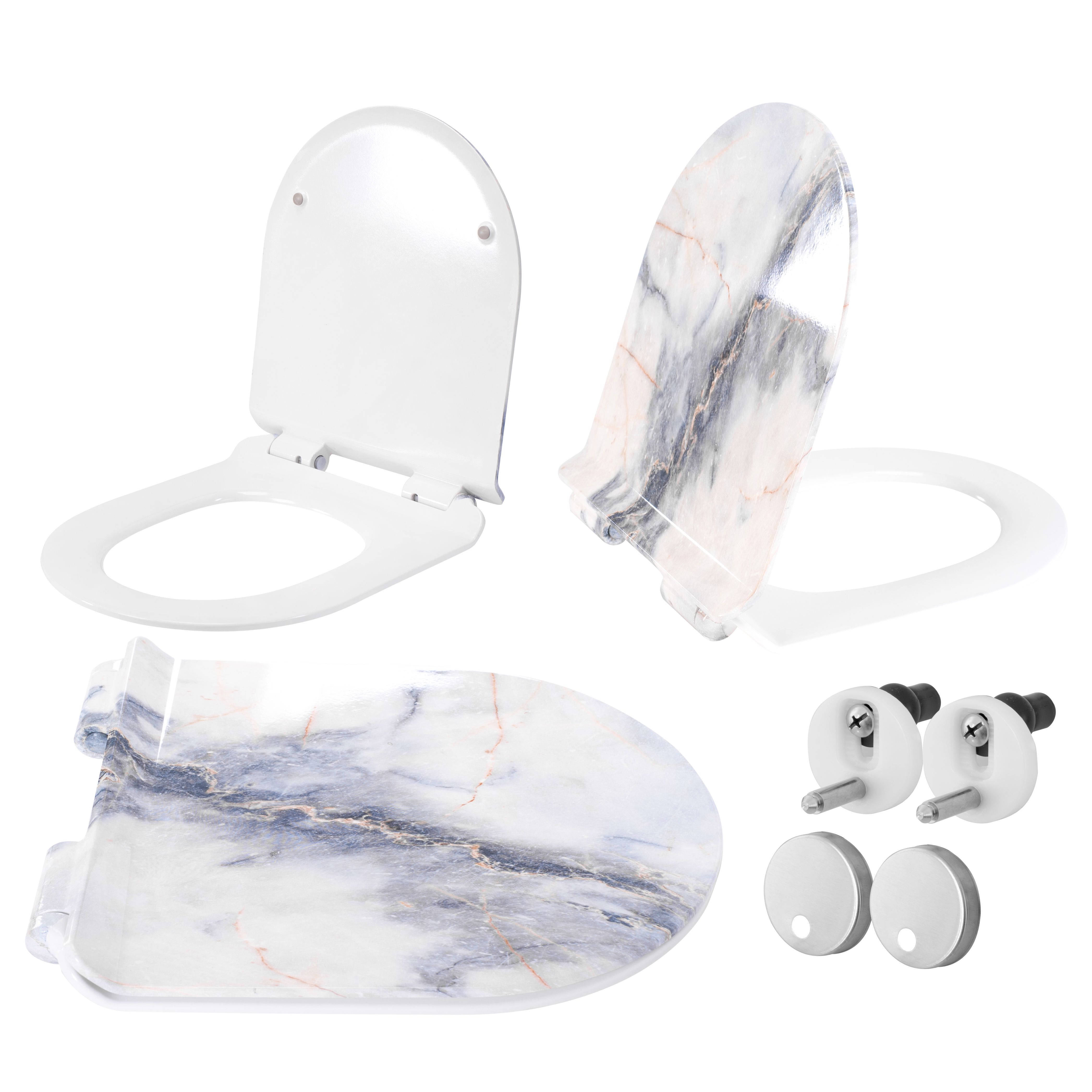 REA WC-istuin C003 GRANIT kiiltävä DUROPLAST/SLIM/ZM valkoinen, 41X36,5X5CM