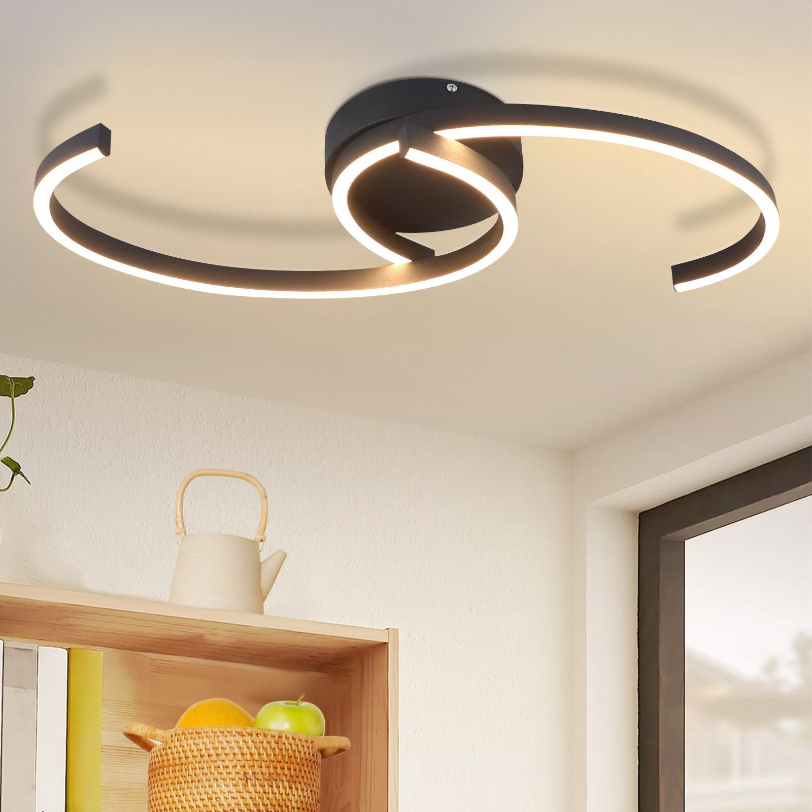 NETTLIFE LED - kattovalaisin olohuoneeseen, 24 W, moderni kattovalaisin eteiseen, keittiöön, 3000 K