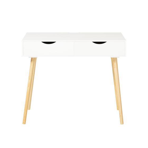 SoBuy Tietokonepöytä fwt40-wn, mäntyjaluste ja valkoinen pinta