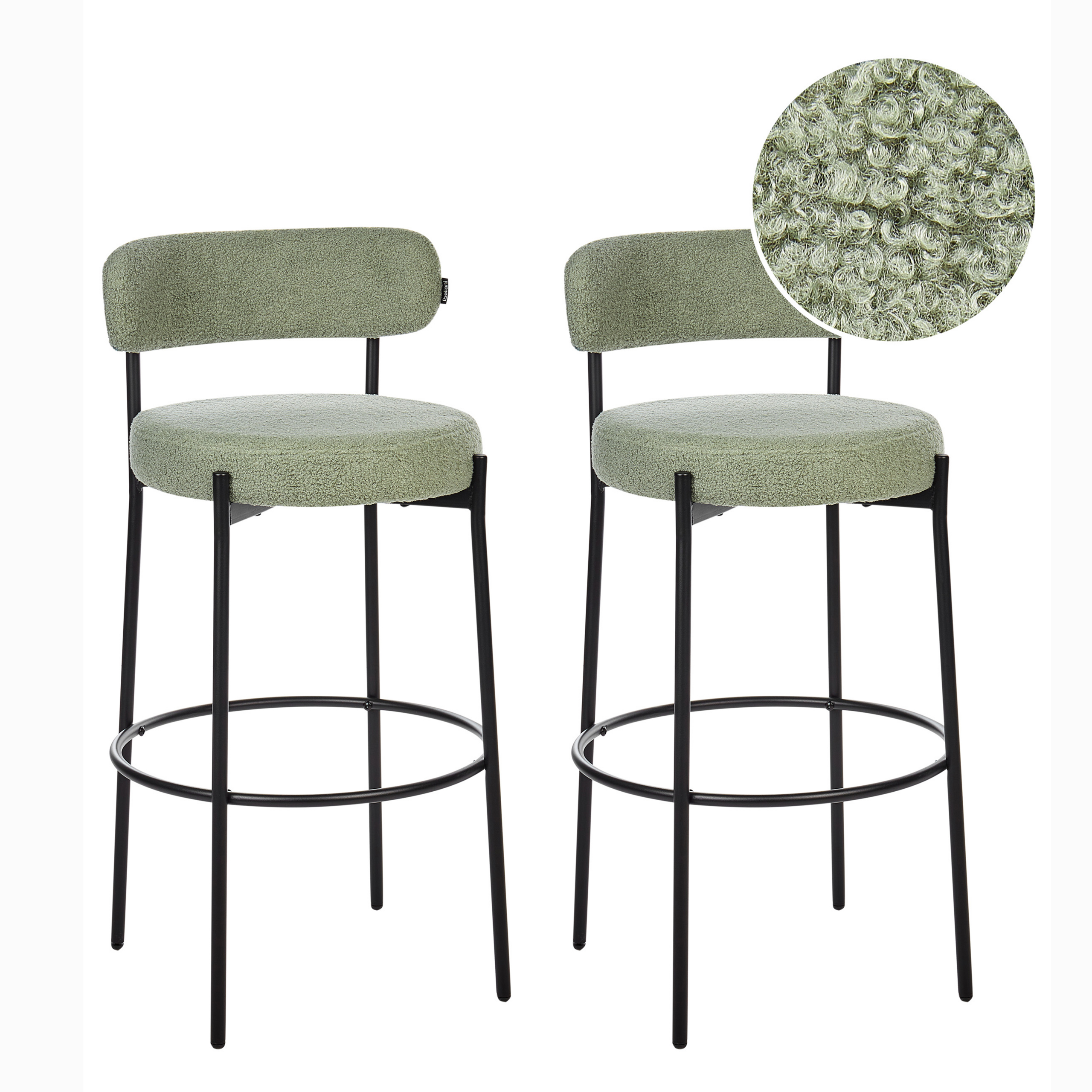 Baarituolisetti 2 kpl ALLISON buklee Vaaleanvihreä