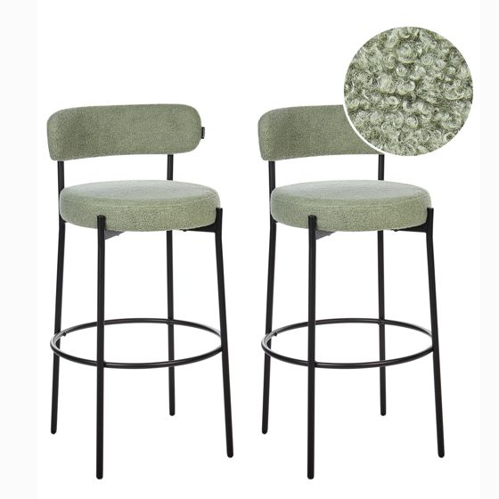 Baarituolisetti 2 kpl ALLISON buklee Vaaleanvihreä