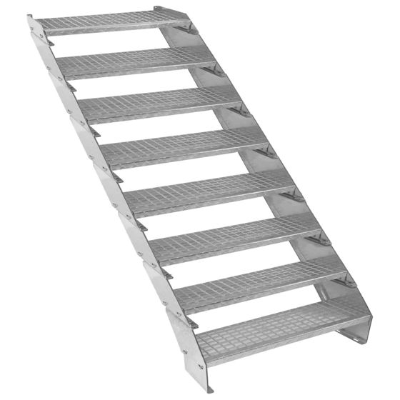 Säädettävät 8-osaiset galvanoidut portaat - 900 mm leveät