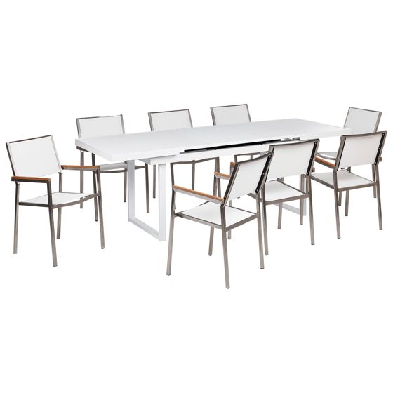 Ulkoruokailuryhmä 8-istuttava VALCANETTO/GROSSETO metalli Valkoinen
