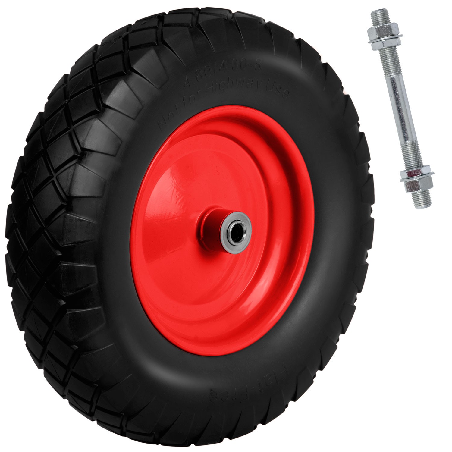 Humberg 4.00-8 musta ja punainen tubeless-kottikärryn rengas