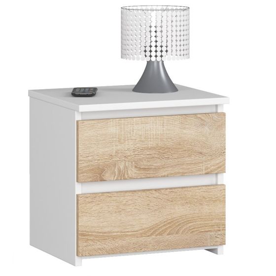 Akord Senkki 2 Laatikkoa Valkoinen/Sonoma-tammi 40x35x40