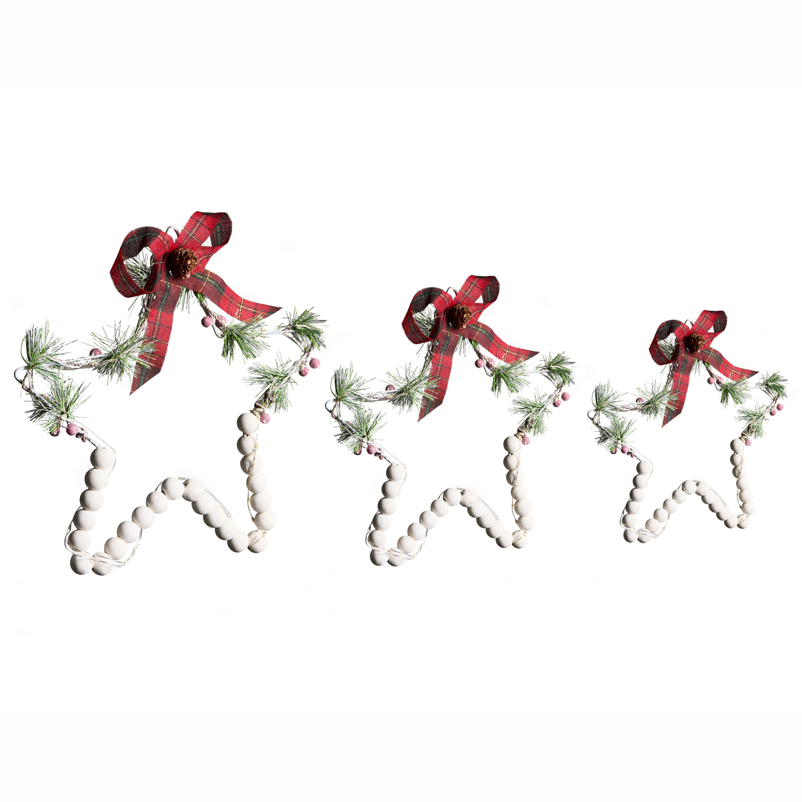 Seinäkoristesetti 3 kpl LED-valo KALLAVESI Tähti 25/30/35 cm Valkoinen