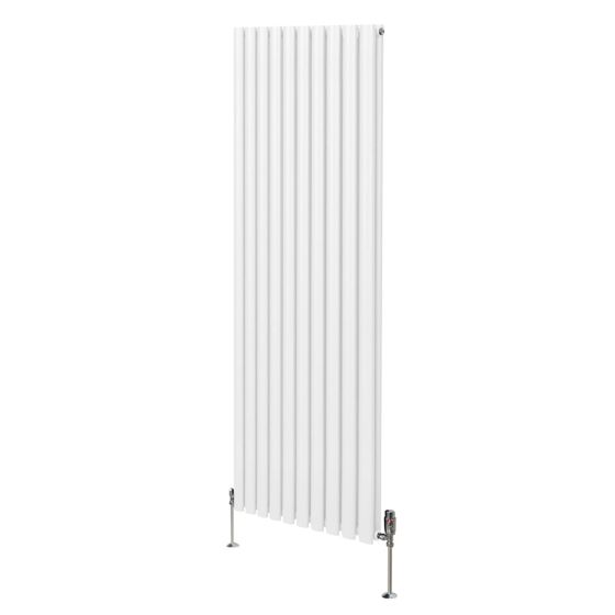 Soikea pylväspatteri ja venttiilit - 1800 mm x 600 mm – Valkoinen