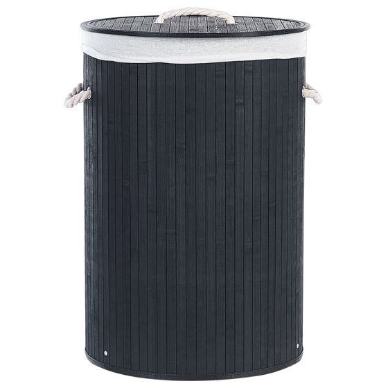 Pyykkikori SANNAR Bambu Musta 75 L