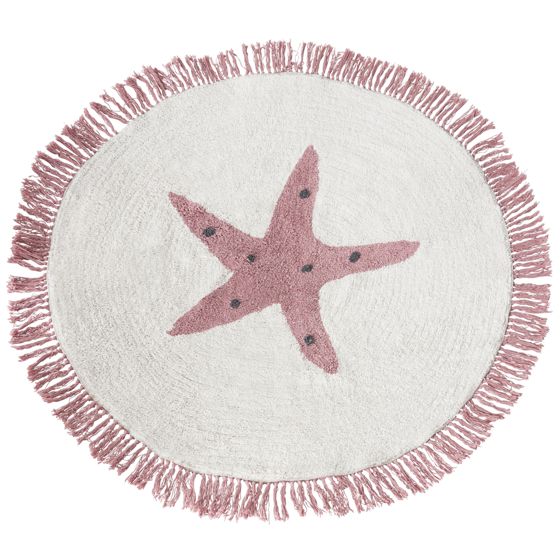 Lastenhuoneen matto STARS Luonnonvalkoinen ø 120 cm puuvilla