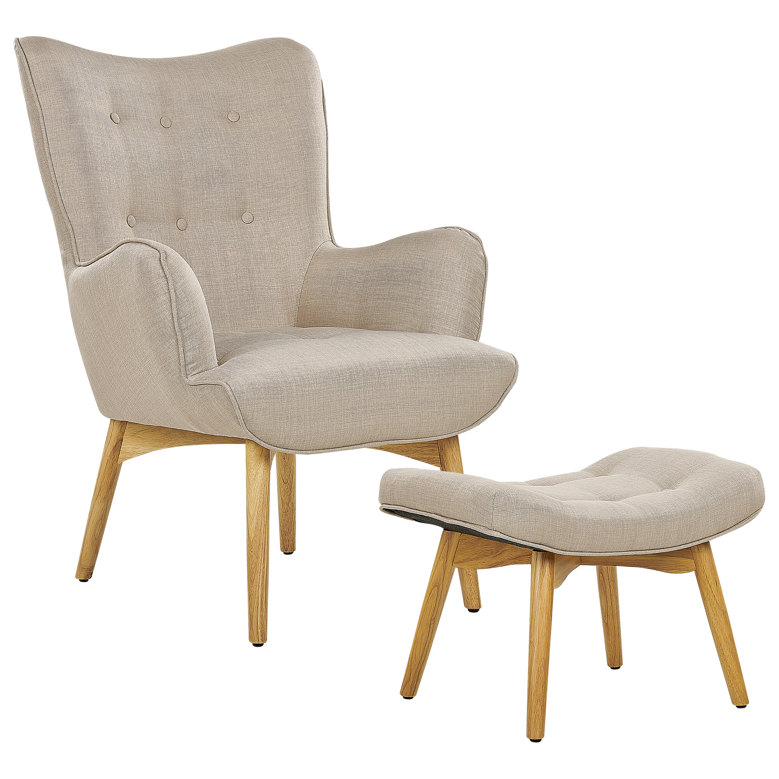 Wingback-tuoli VEJLE ja rahi kangas Beige