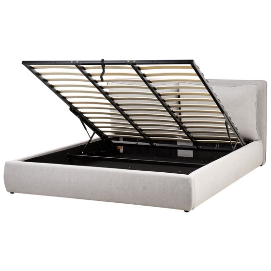 Sänky säilytystilalla kangas BAJONNA 180 x 200 cm Vaaleanharmaa