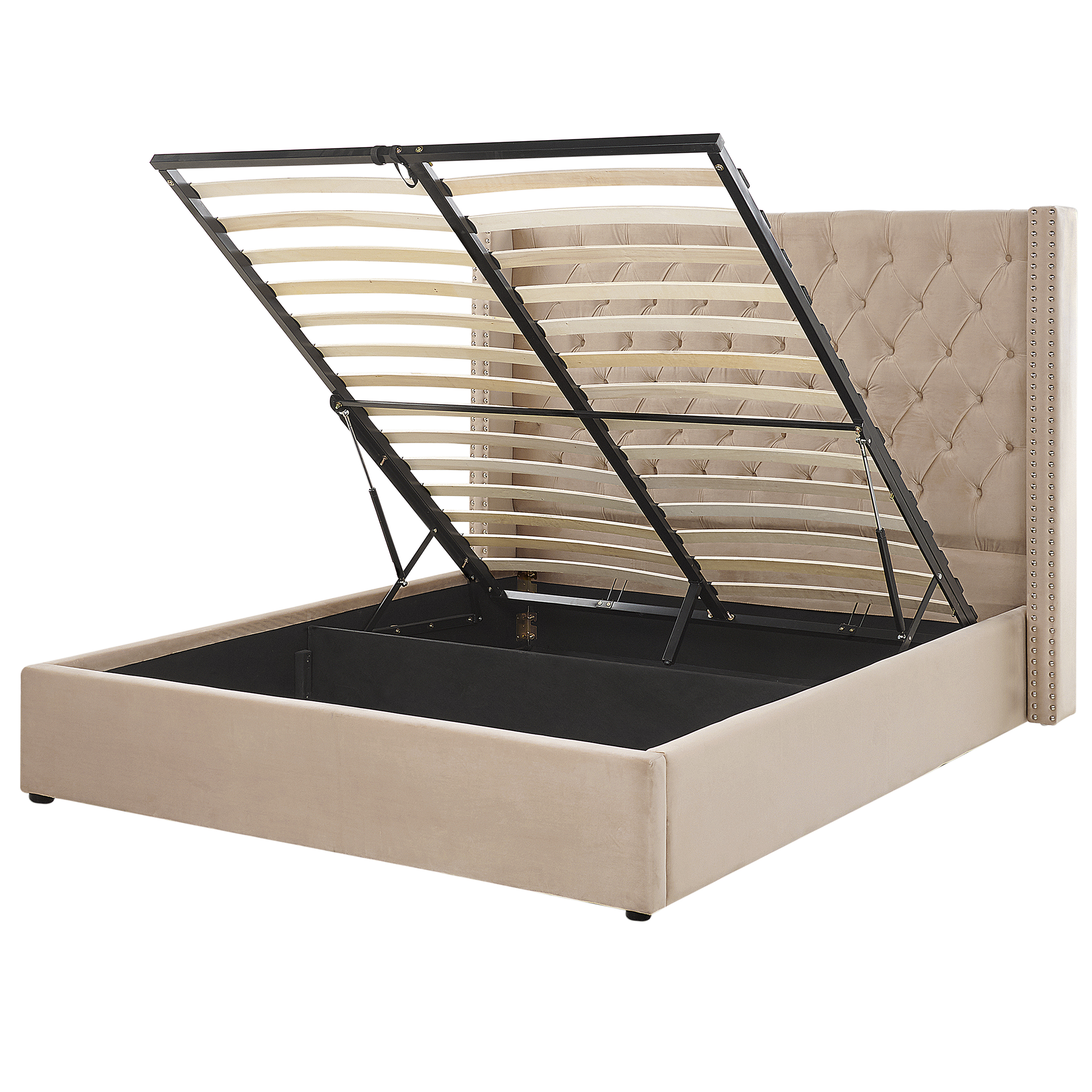 Sänky säilytystilalla LUBBON Sametti Beige 160 x 200 cm