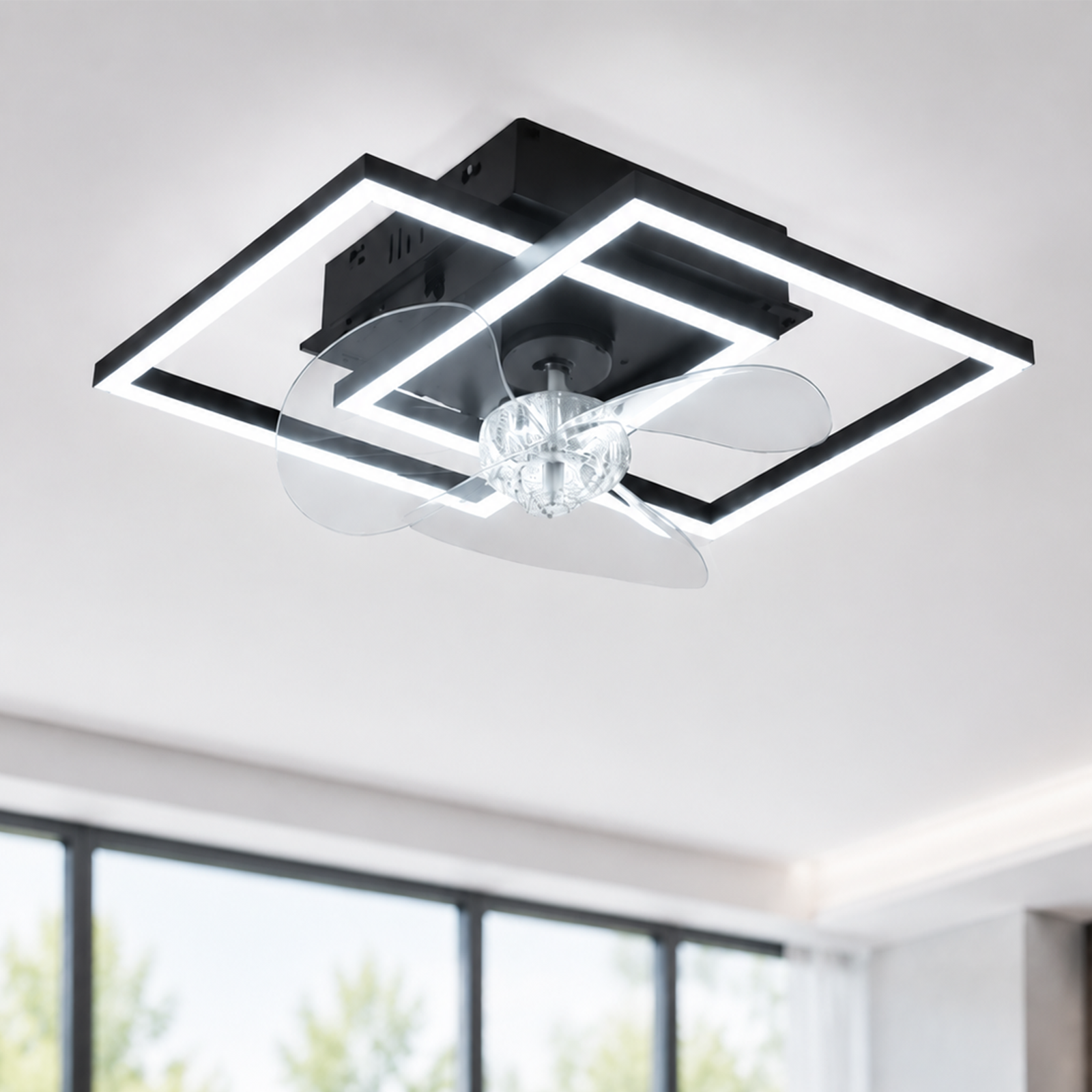 NETTLIFE äänetön LED-kattotuuletin, musta, 3000–6500K himmennettävä, 6-nopeuksinen tasavirtamoottori, kaukosäätimellä ja ajastimella