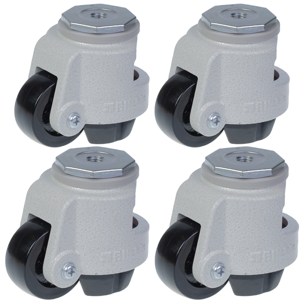 Säätöpyörä, pyörän halkaisija 63 mm, Blickle-pyörä, kantavuus 500 kg, HRIG-POA 63G – 4 kpl:n sarja
