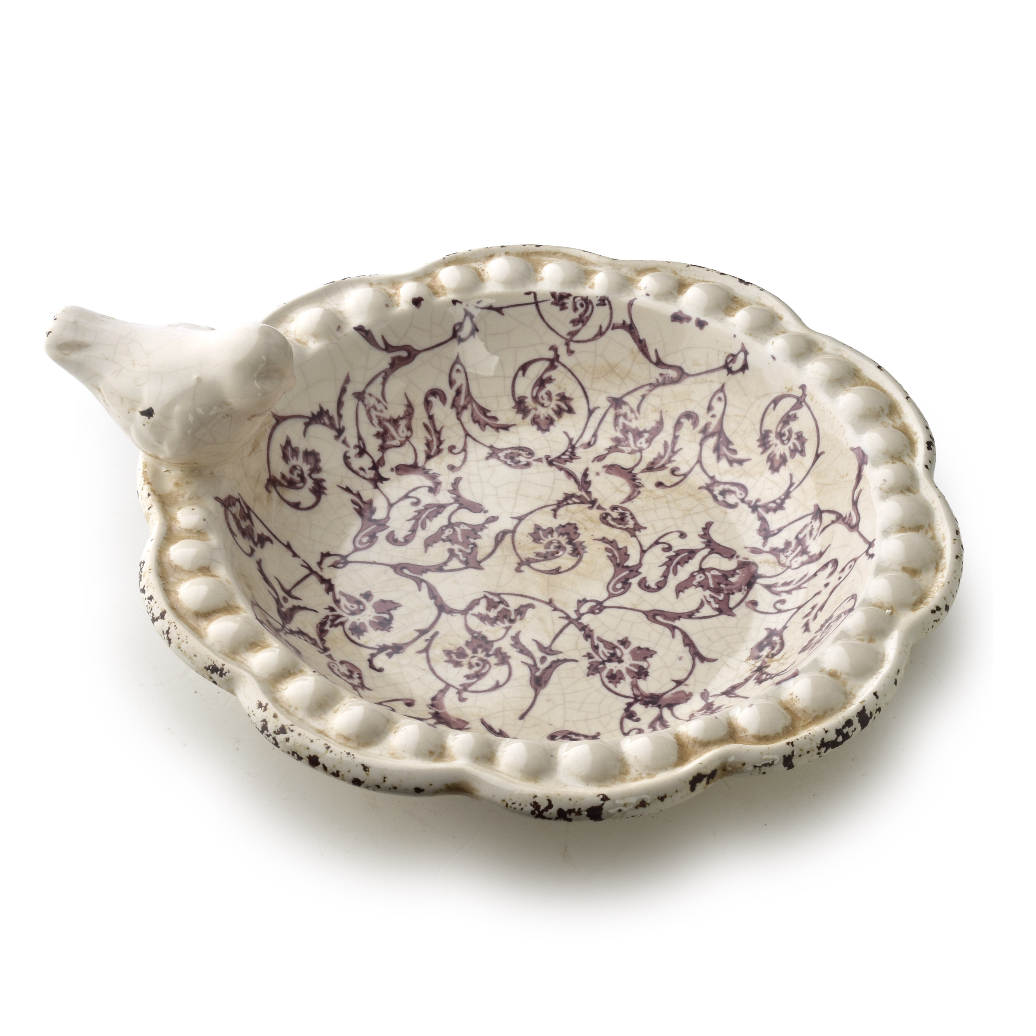 Lintujen juoma-astia keraaminen CROCKET 20x20x7,3 cm viininpunainen