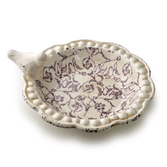 Lintujen juoma-astia keraaminen CROCKET 20x20x7,3 cm viininpunainen