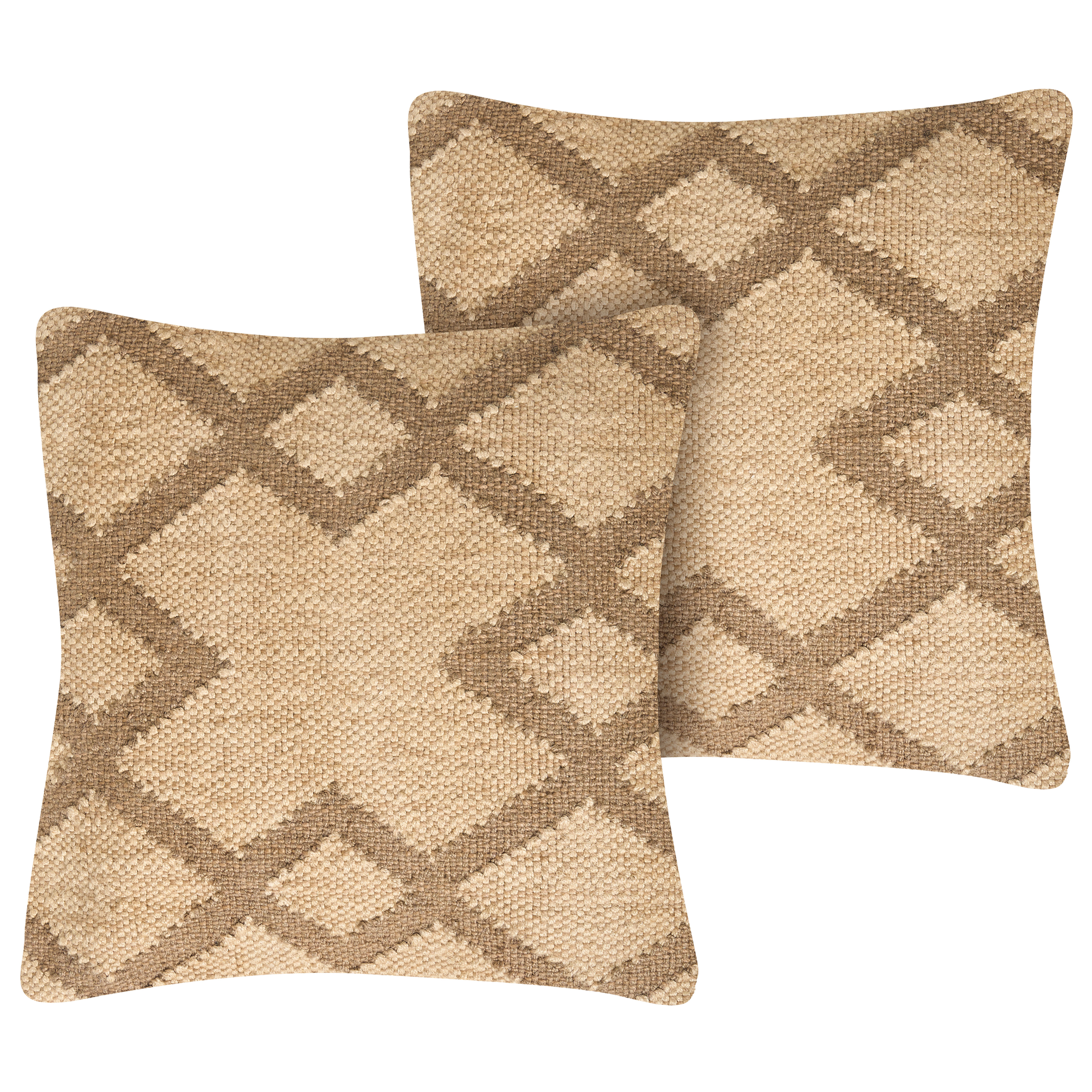 Koristetyynysetti 2 kpl GOPI 45 x 45 cm Juutti Beige Geometrinen kuvio