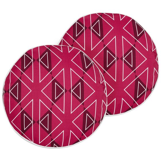 Ulkotyynysetti 2 kpl MEZZANO Geometrinen kuvio 40 x 40 cm Vaaleanpunainen