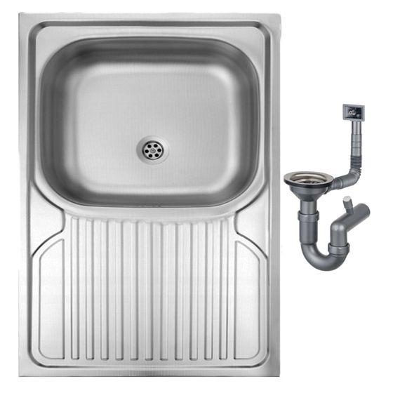 Yksikulhoinen teräsallas 80x60 satiini Apollo-sifonilla