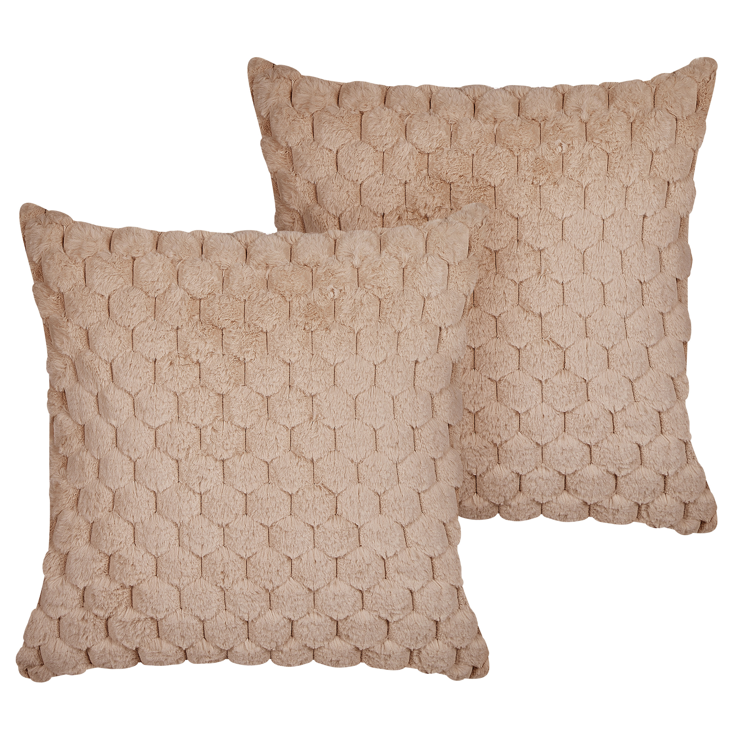 Koristetyynysetti 2 kpl PURSLANE keinoturkis 43 x 43 cm Hiekanbeige Geometrinen kuvio