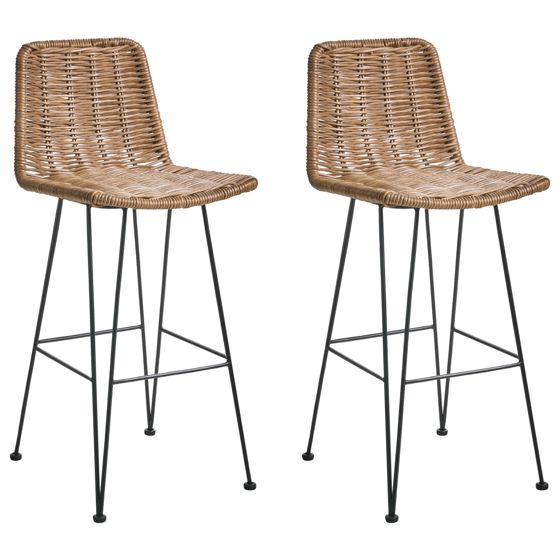 Baarituolisetti 2 kpl CASSITA rottinki Ruskea