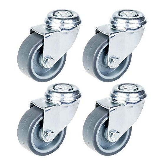 50mm 2" pyörä harmaalla kumirenkaalla, kääntyvä, 160kg kantavuus, 4 kpl:n sarja.