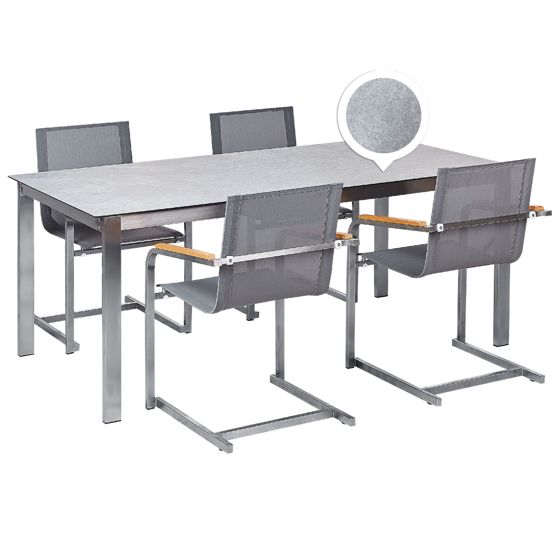 Ulkoruokailuryhmä 4-istuttava COSOLETO karkaistu lasi Harmaa