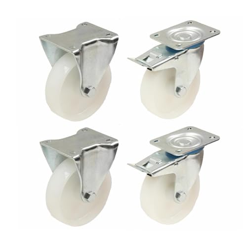 4 kpl:n sarja - 300-sarjan kiinteä pyörä 80mm polypropeenista valmistettu ylälevy 100x84mm rulla