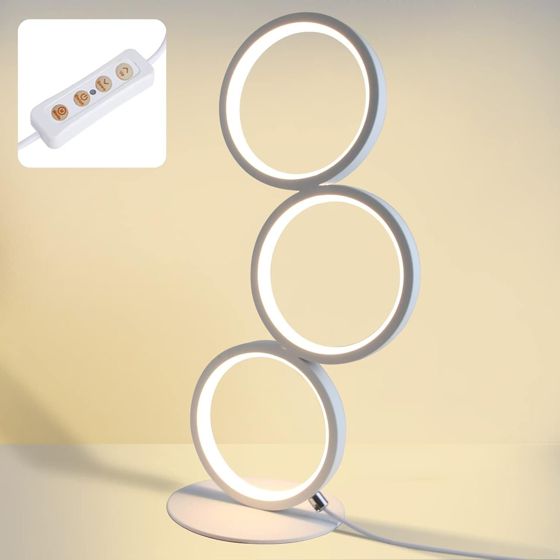 NETTLIFE LED-pöytävalaisin himmennettävä yöpöytävalaisin kosketusnäyttö moderni muotoilu metallirengas valkoinen alumiinitutkimus