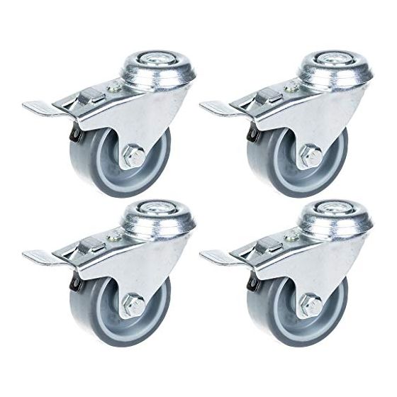 50mm 2" pyörä harmaalla kumirenkaalla, kääntyvä jarrulla, 160kg kantavuus, 4 kpl:n sarja.