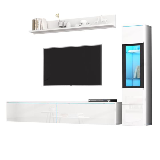 TV-taso 180x33x30 cm valkoinen lastulevy säilytyksellä ja liukuovilla