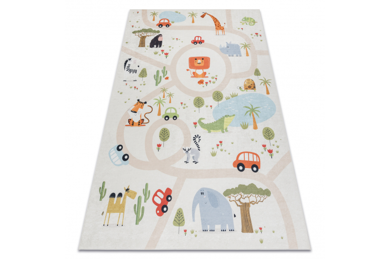 BAMBINO 1165 matto Eläintarha lapsille liukumaton - beige 140x190 cm