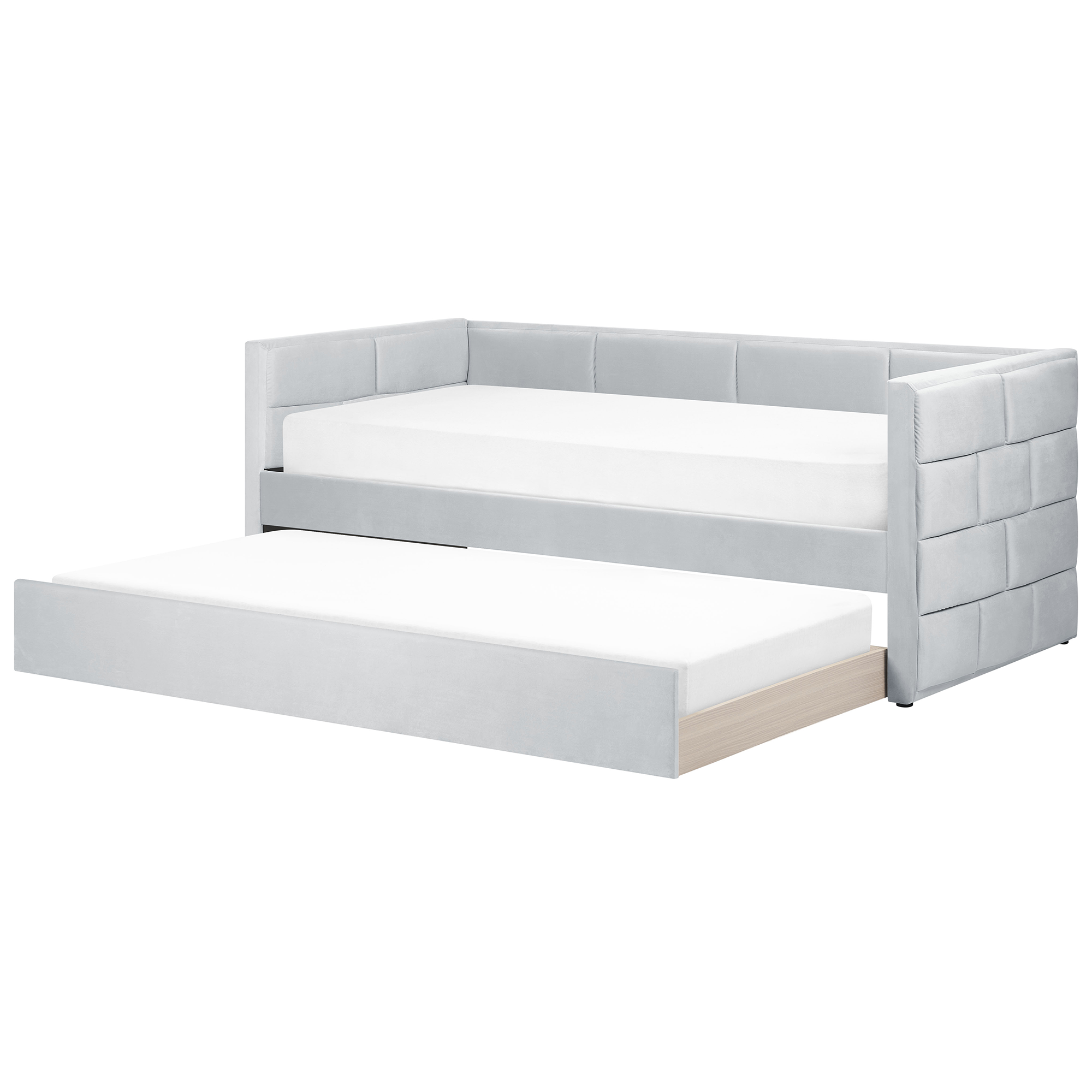 Sänky lisävuoteella sametti CHAVONNE 90 x 200 cm Vaaleanharmaa