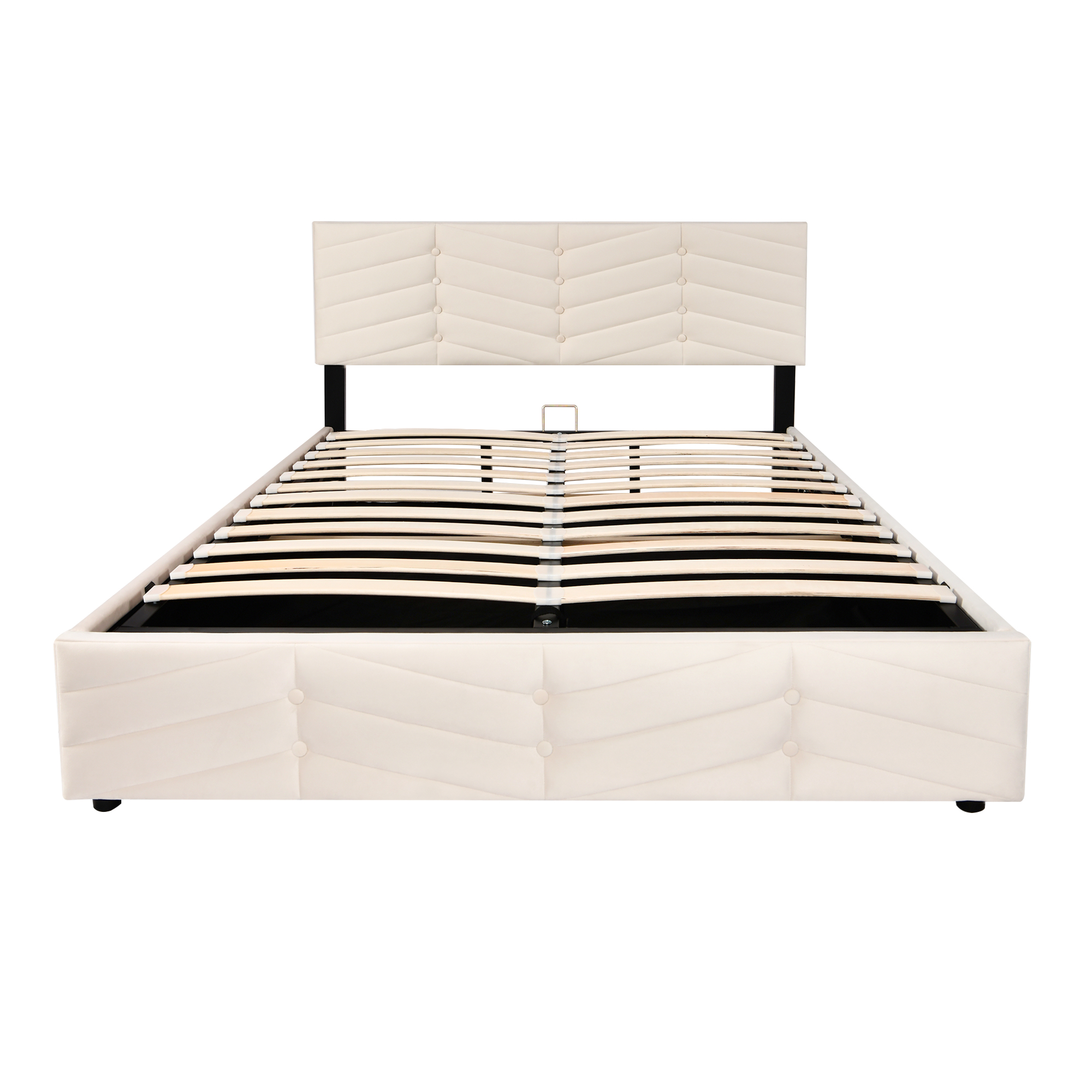 Verhoiltu Sänky 140 x 190 cm, Beige Sametti, Korkeussäädettävä Pääty