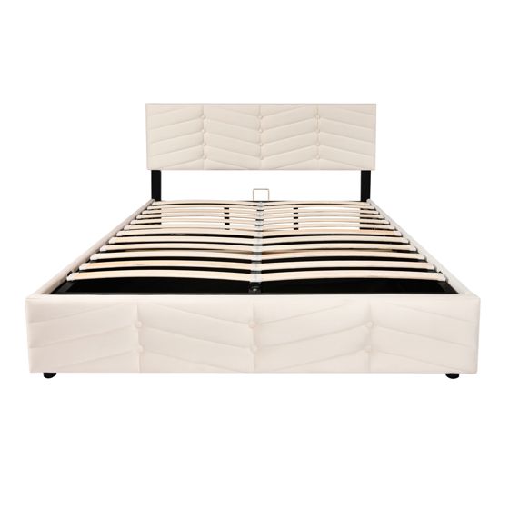 Verhoiltu Sänky 140 x 190 cm, Beige Sametti, Korkeussäädettävä Pääty