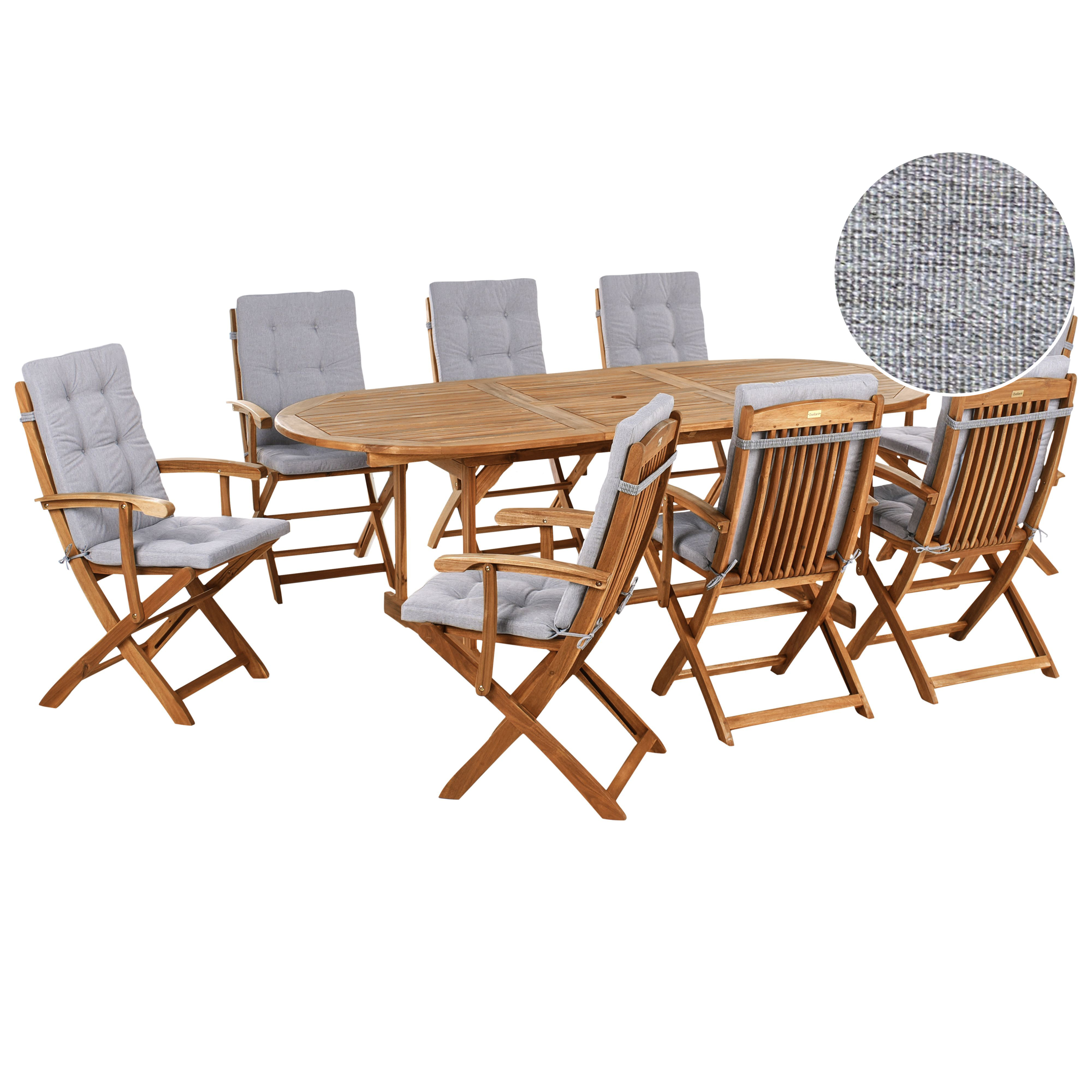 Ulkoruokailuryhmä 8-istuttava MAUI PREMIUM akaasia Meleerattu harmaa