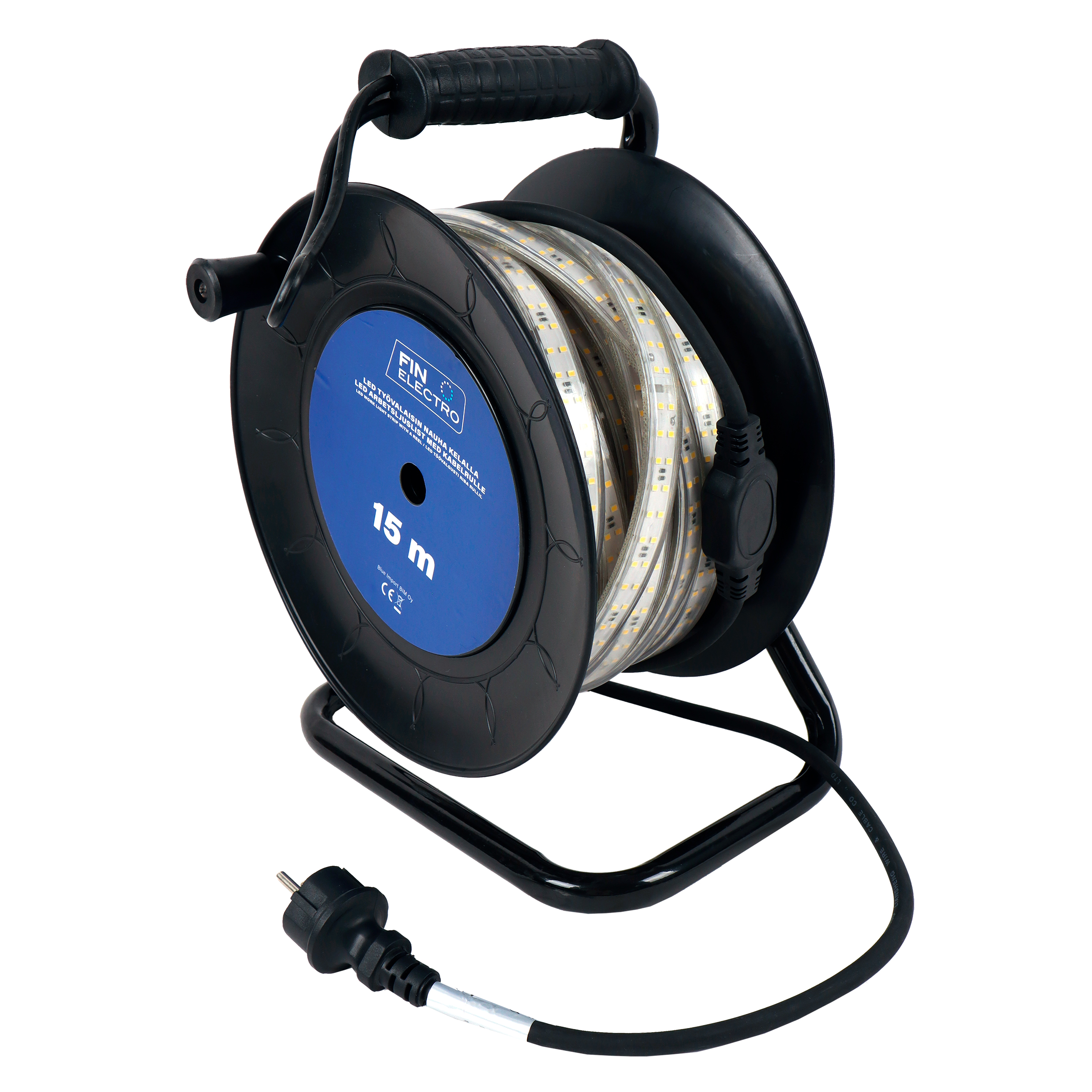 Finelectro Työmaavalonauha 230V 15m 4000K 12W/m 1500lm/m kahvakelalla