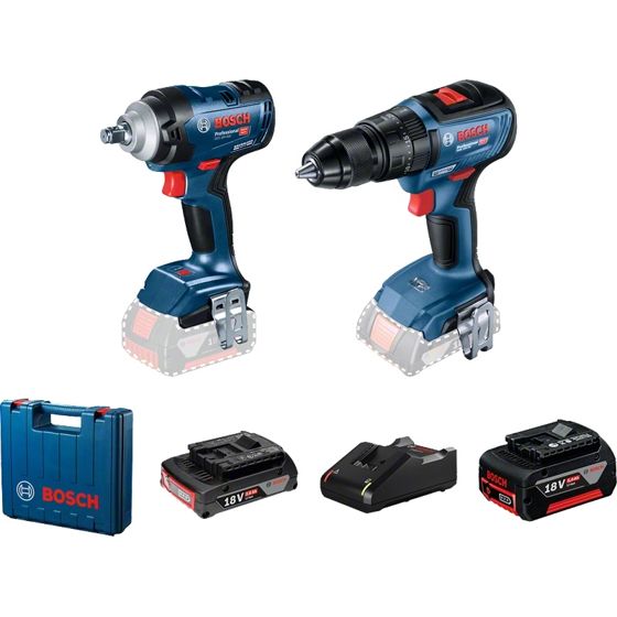 Bosch GSB 18V-50 + GDS 18V-400 -Akkutyökalusetti 2,0 Ah + 5,0 Ah