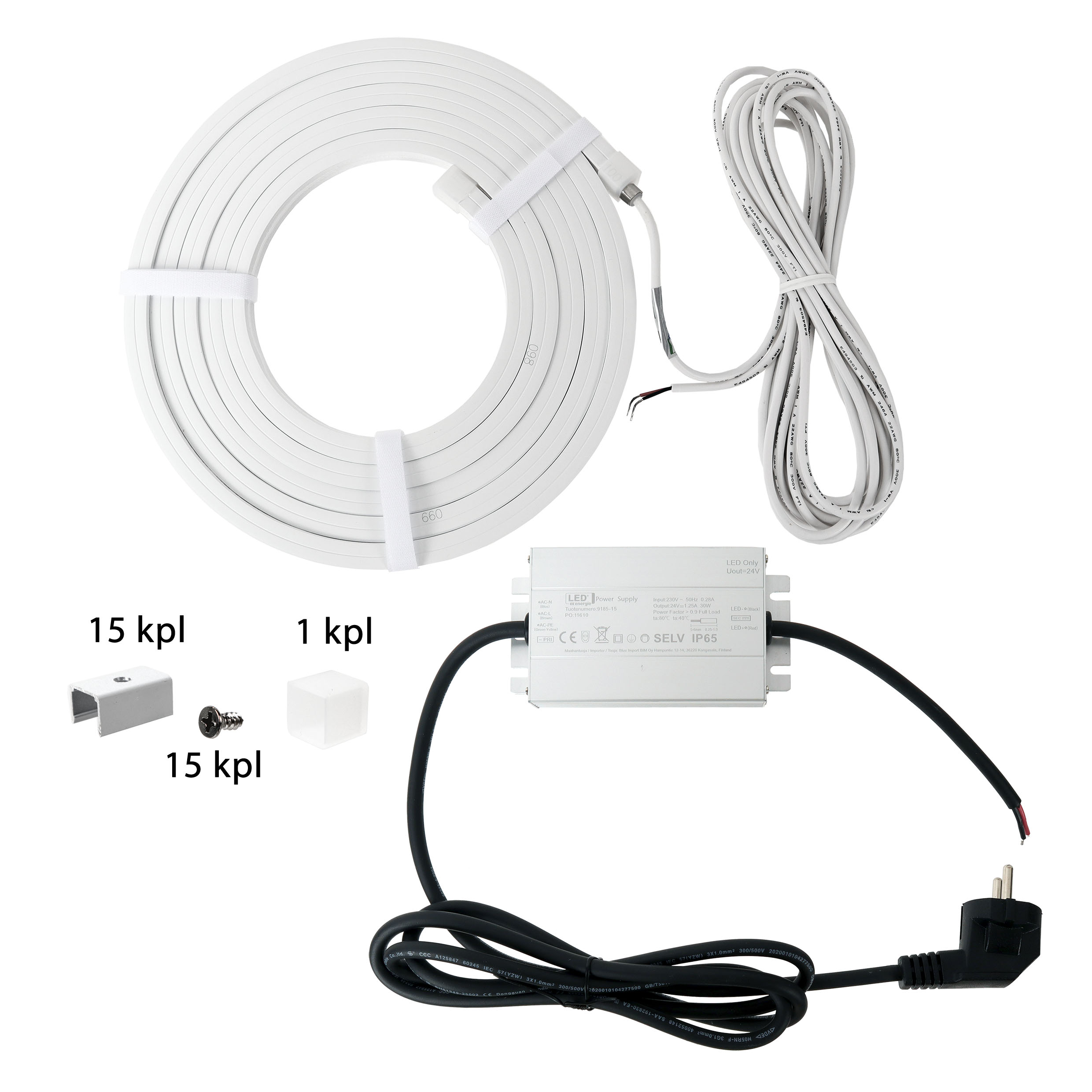 Led Energie Valonauhasetti ulkotiloihin Inari 2,5m 4000K IP44/IP65 550lm 10W/m