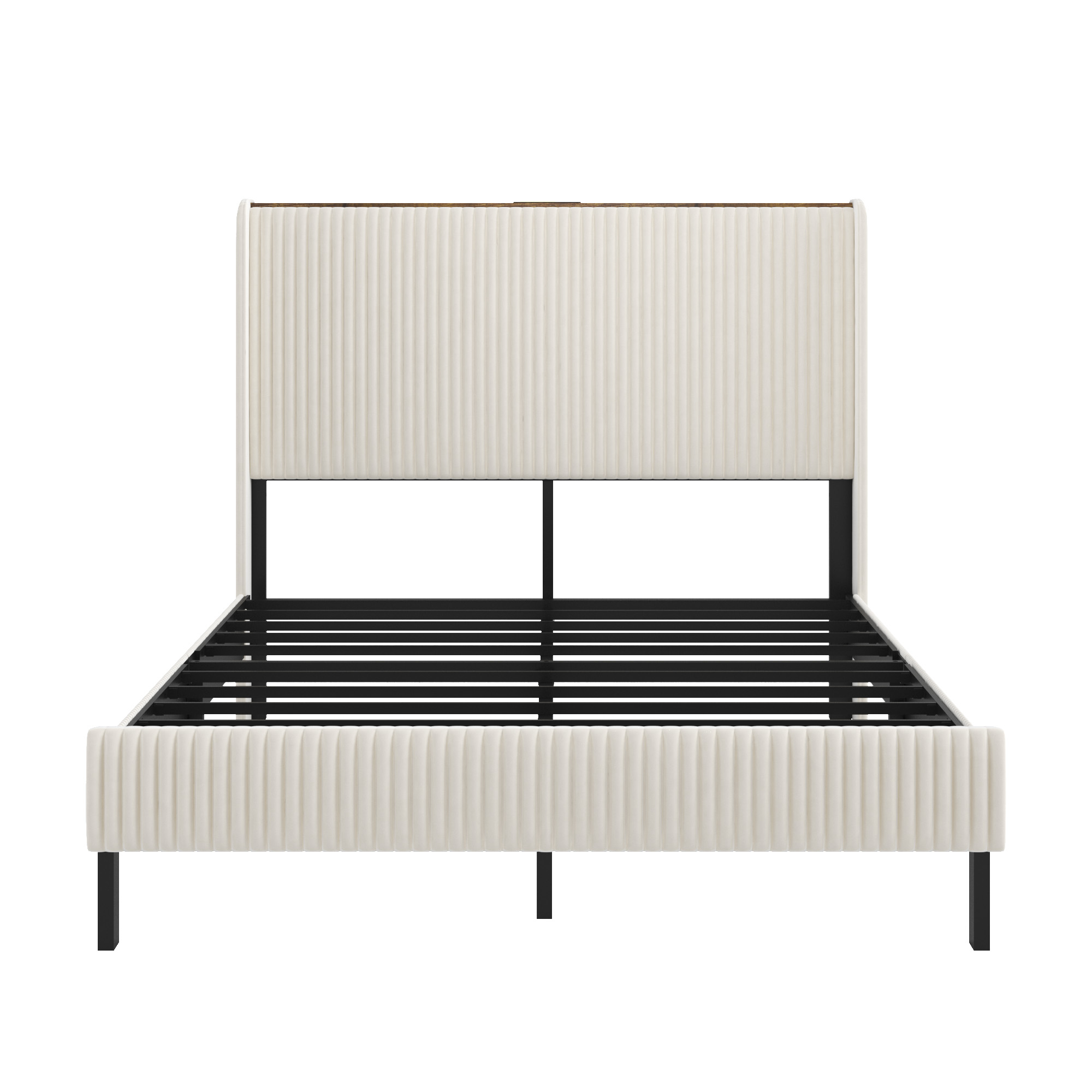 sänky 160x200 cm flügelkantendesign turva-aidat kermanvärinen kudeltu