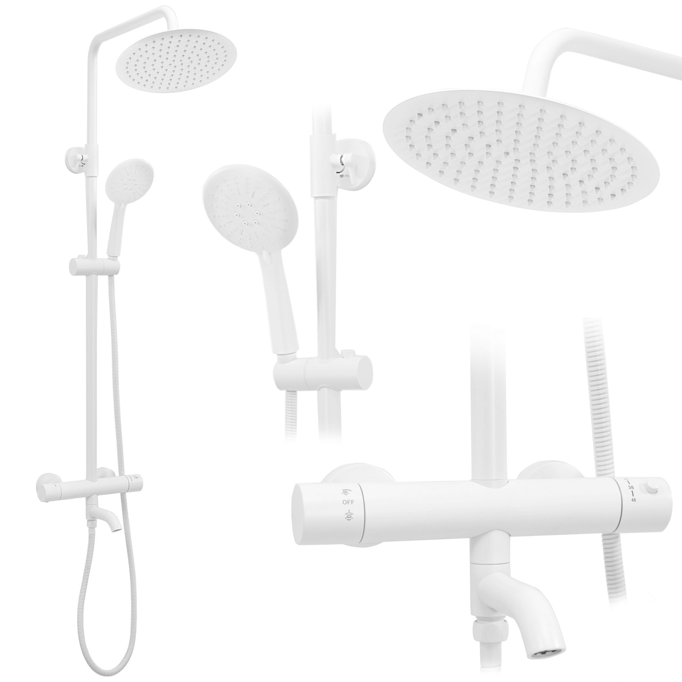REA suihkusetti LUNGO THERMOSTAT valkoinen