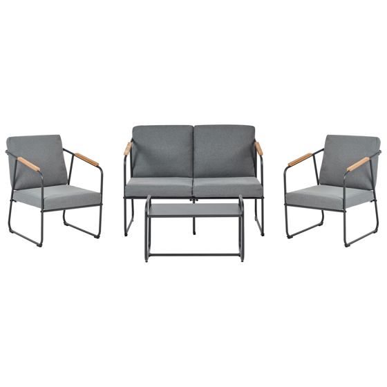 Ulkosohvaryhmä pöydällä 4-istuttava VEZZANA metalli Harmaa
