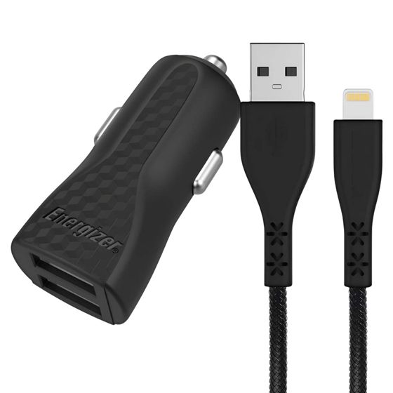 Tupakansytytinlaturi 2 USB 17W 3.4A HardCase Lightning-USB-kaapelilla