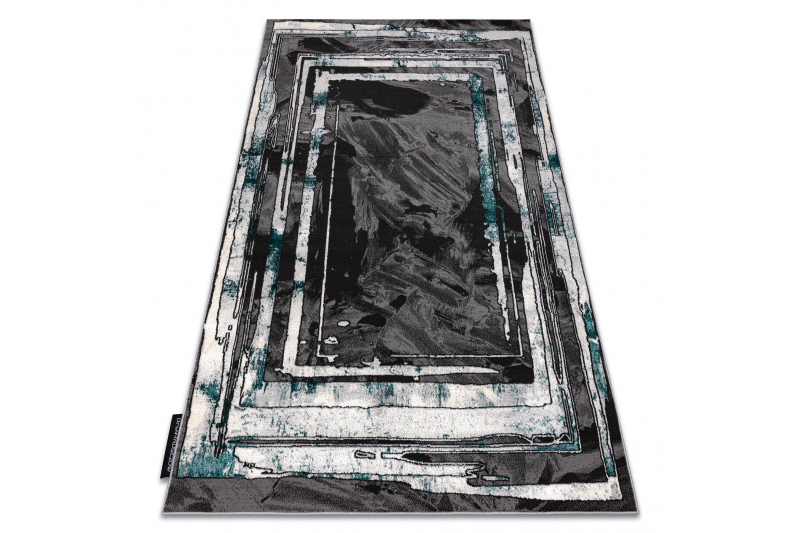 Matto DE LUXE moderni 619 Kehys - Rakenteellinen harmaa / vihreä 140x190 cm