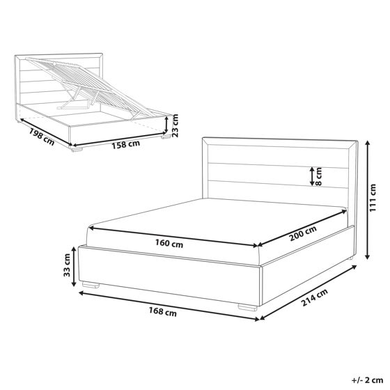 Sänky säilytystilalla kangas ROUEN 160 x 200 cm Vaaleanbeige