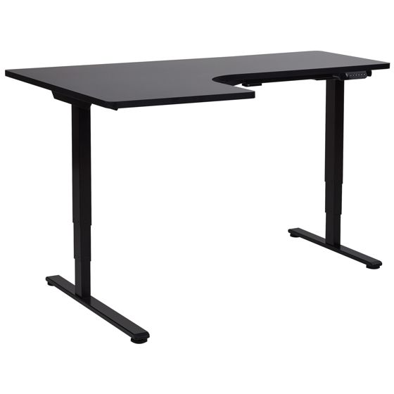 Sähkösäädettävä vasen kulmatyöpöytä DESTINES Musta 160 cm 109 cm Vasen