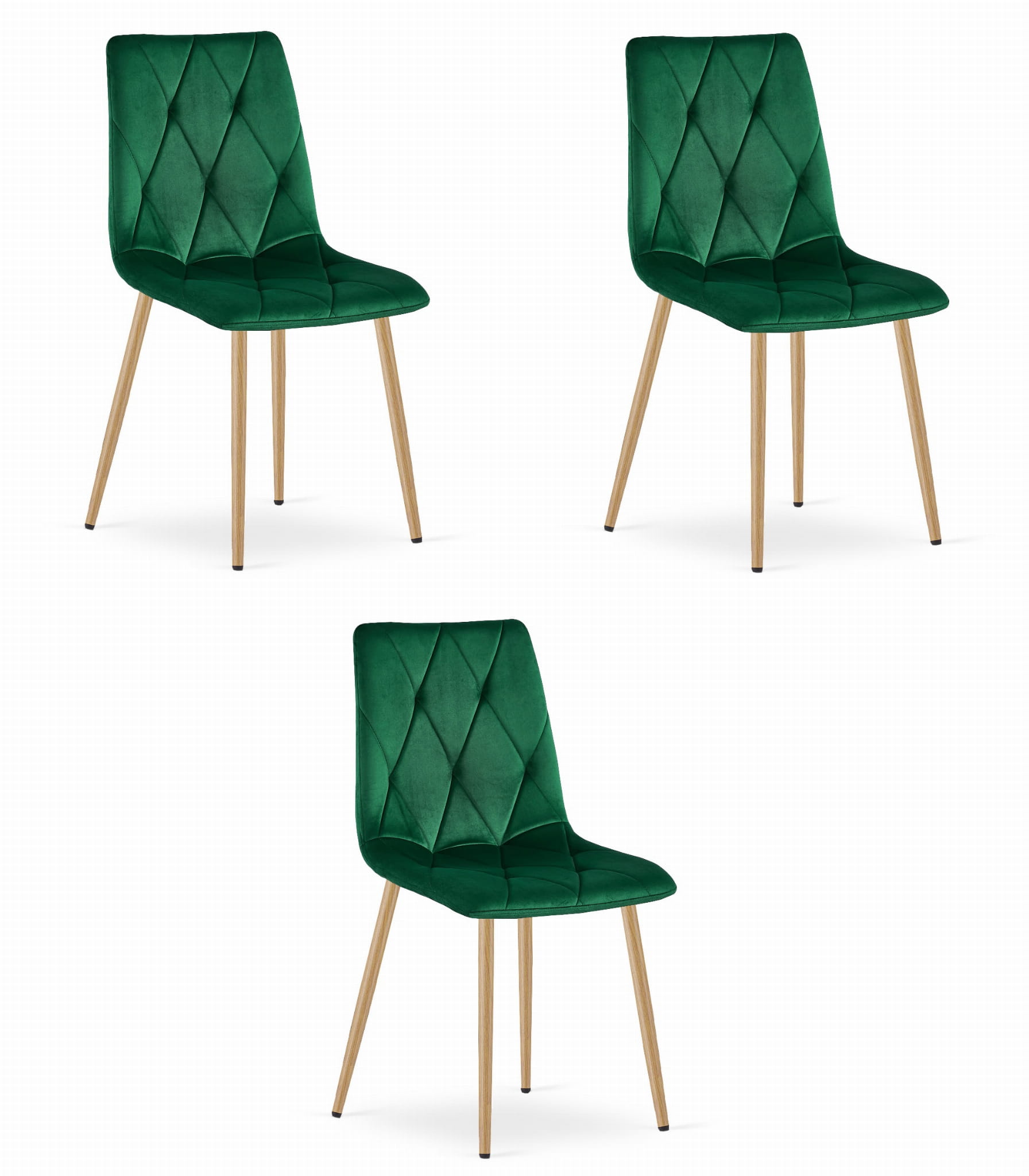 LIBRA-tuoli, tummanvihreä sametti, puunväriset jalat (3 kpl)