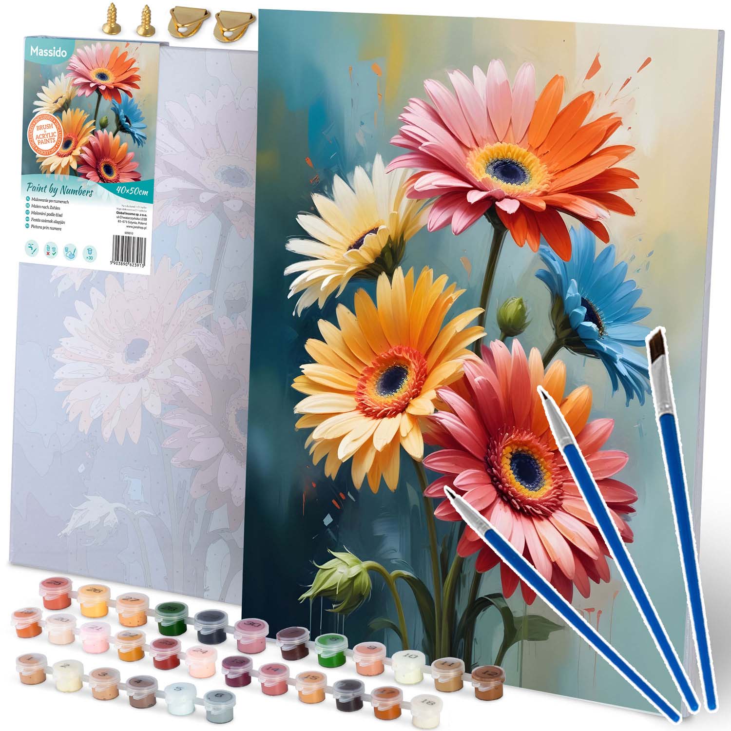 Maalaus numeroiden mukaan 40x50 cm Massido Flowers