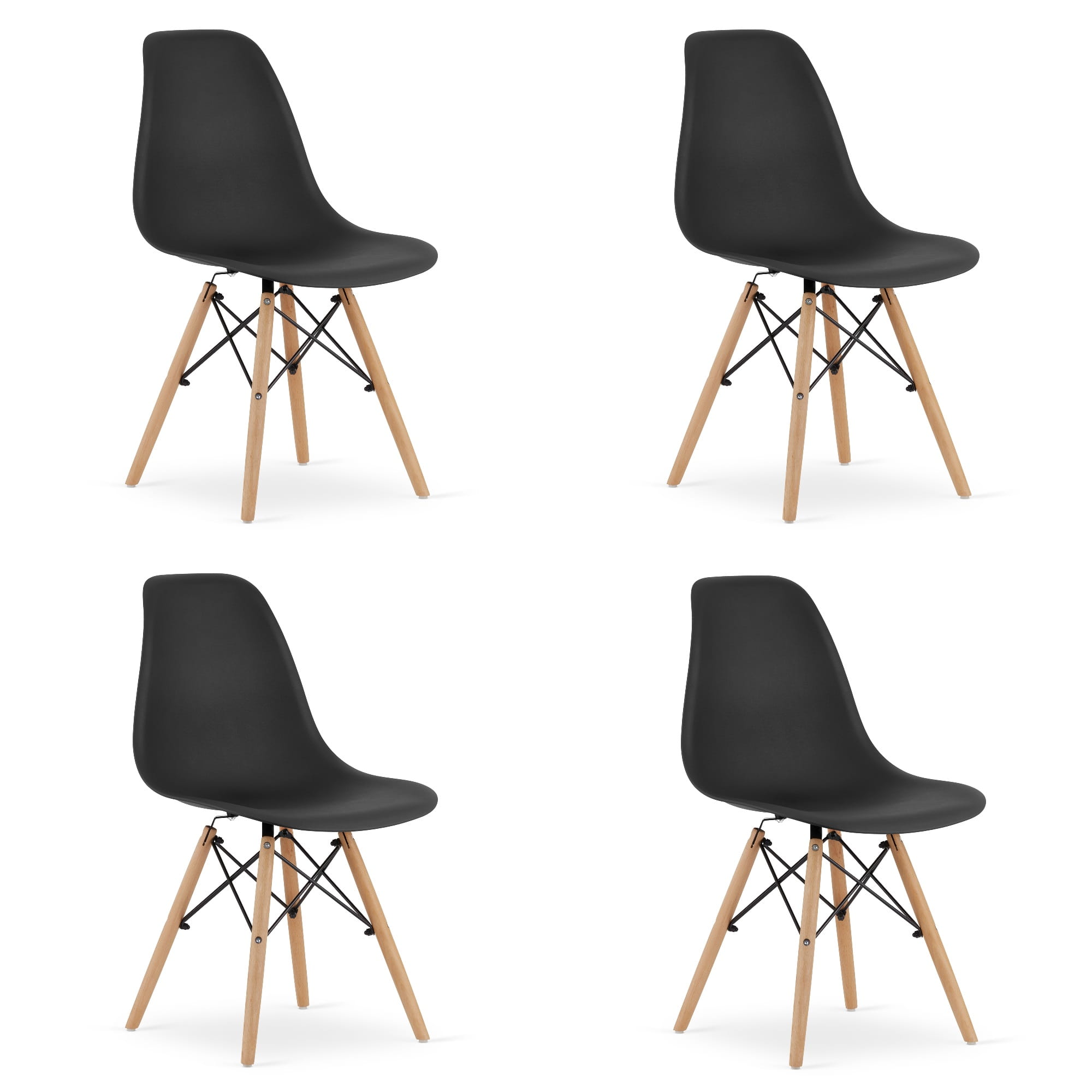 OSAKA-tuoli, musta, luonnonväriset jalat (4 kpl)